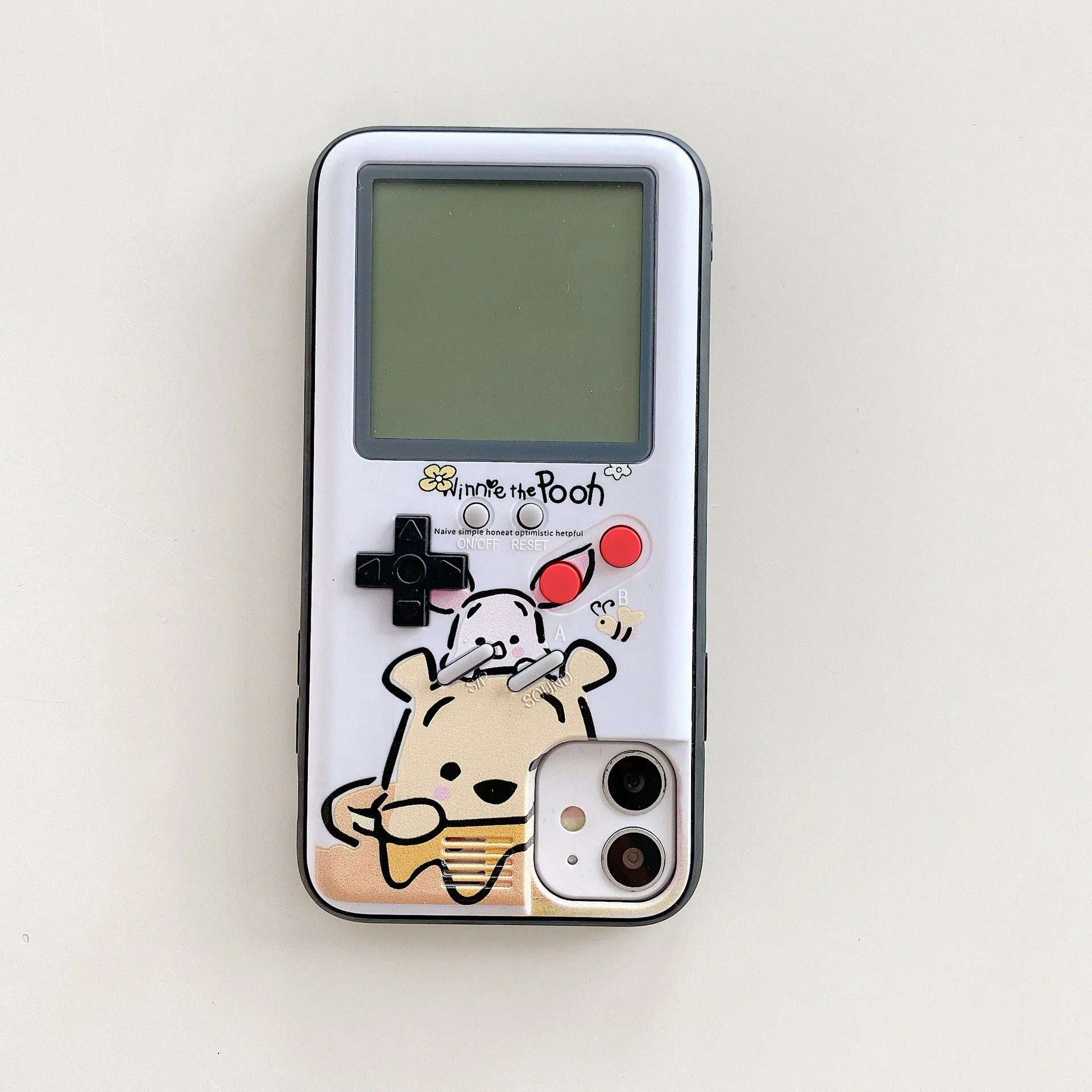 image-Tetris Game Console Case for iPhone 14 Pro Max - Black/White Silicone
