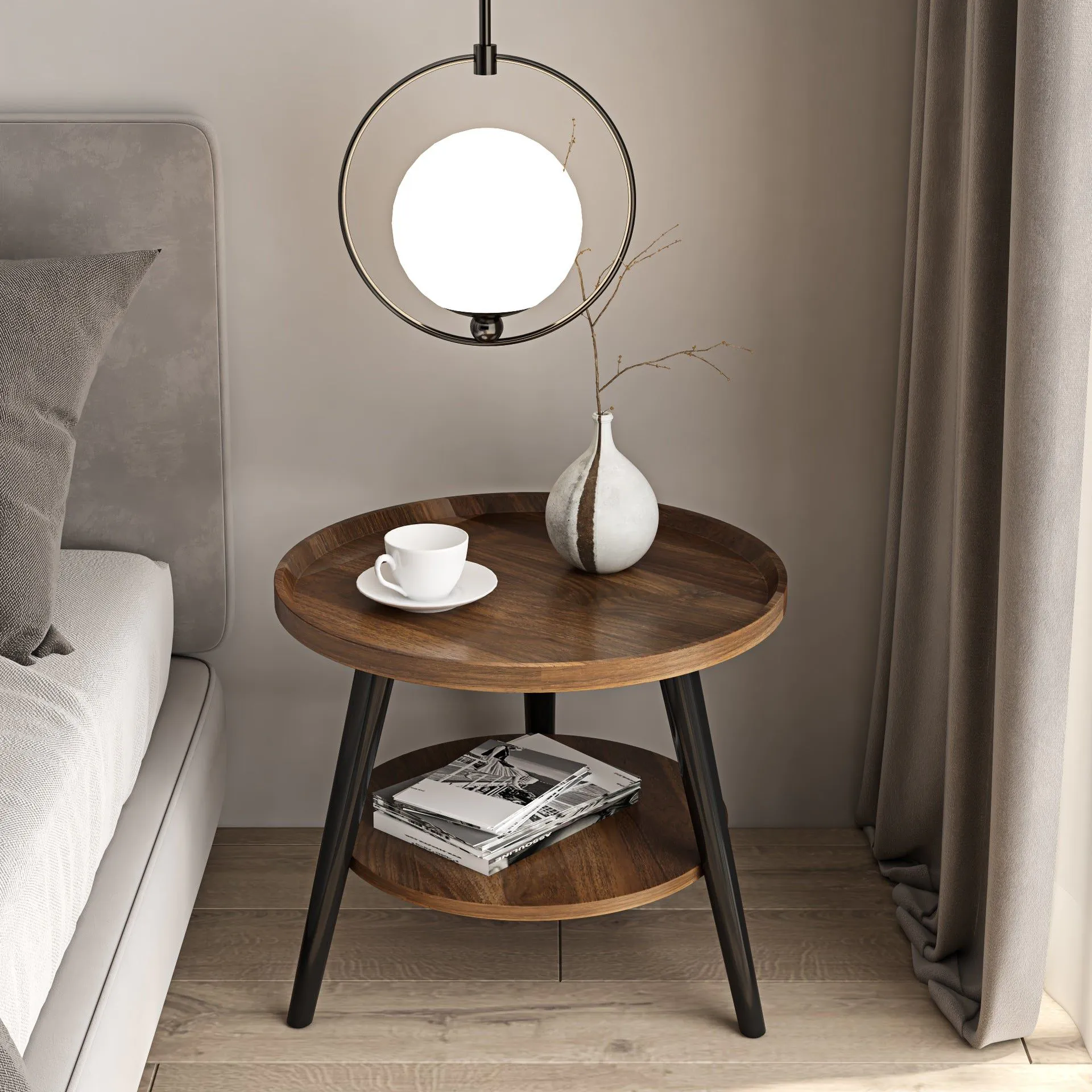 image-Bona Gold Square Coffee Table Round 60cm Black 