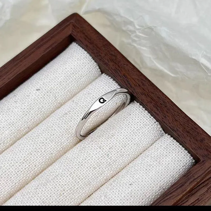 image-S925 Sterling Silver Letter Ring - Adjustable