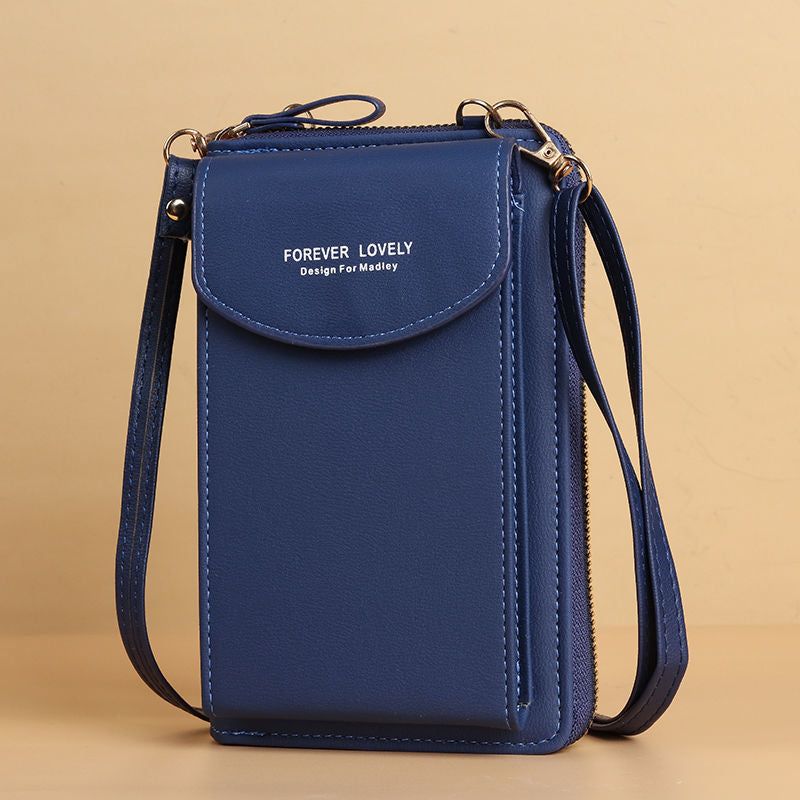 image-Sweet Vertical Messenger Bag - Light Blue PU Leather