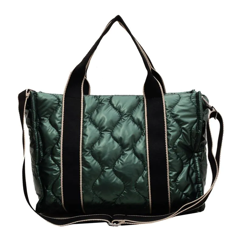 image-Grey Nylon Tote Bag - Soft Handle Rhombus