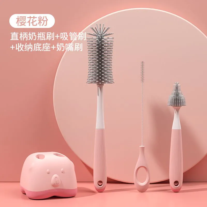 image-Silicone Bottle Brush Set - Rotating Cleaner 