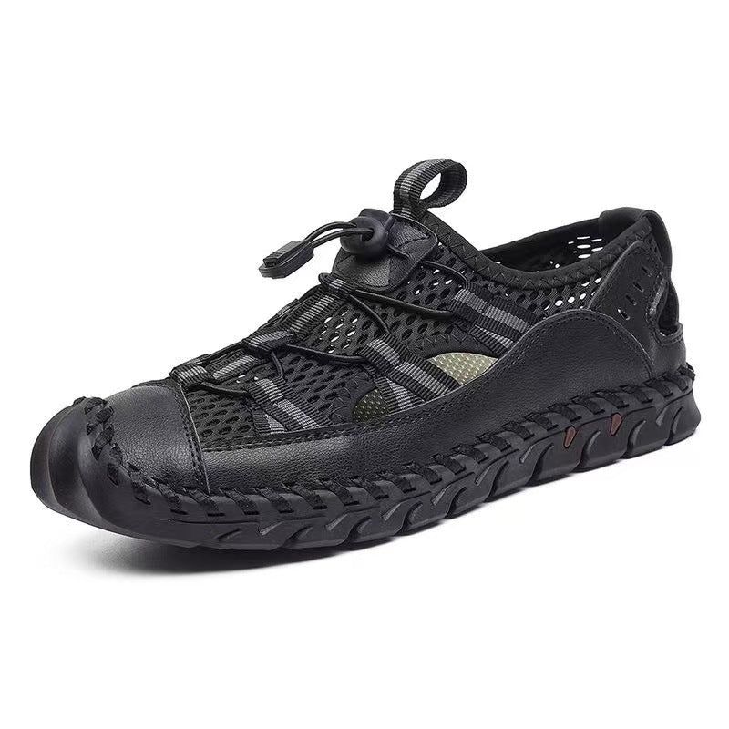 image-Men's Brown Mesh Sandals Size 48 - Breathable Beach