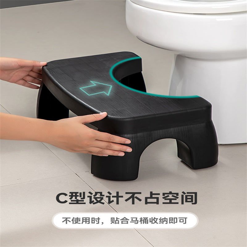 image-Thickened Toilet Stool - Black ABS Non-Slip