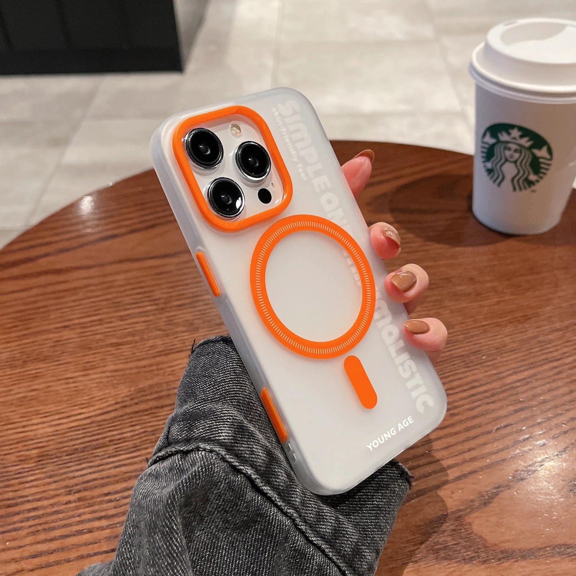 image-iPhone 15 Pro Magnetic Case Frosted - Shockproof Orange