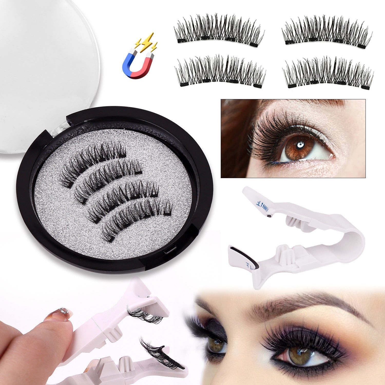 image-Natural Magnetic False Eyelashes Set - Waterproof 4pc