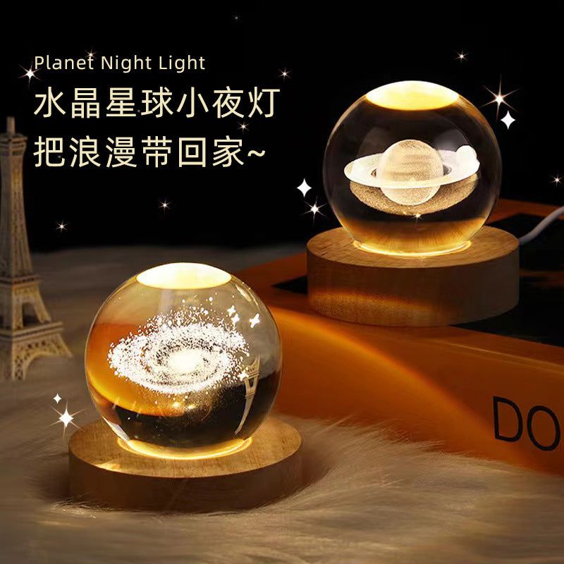 image-Crystal Ball Night Light - Moon Romantic Bedside Lamp