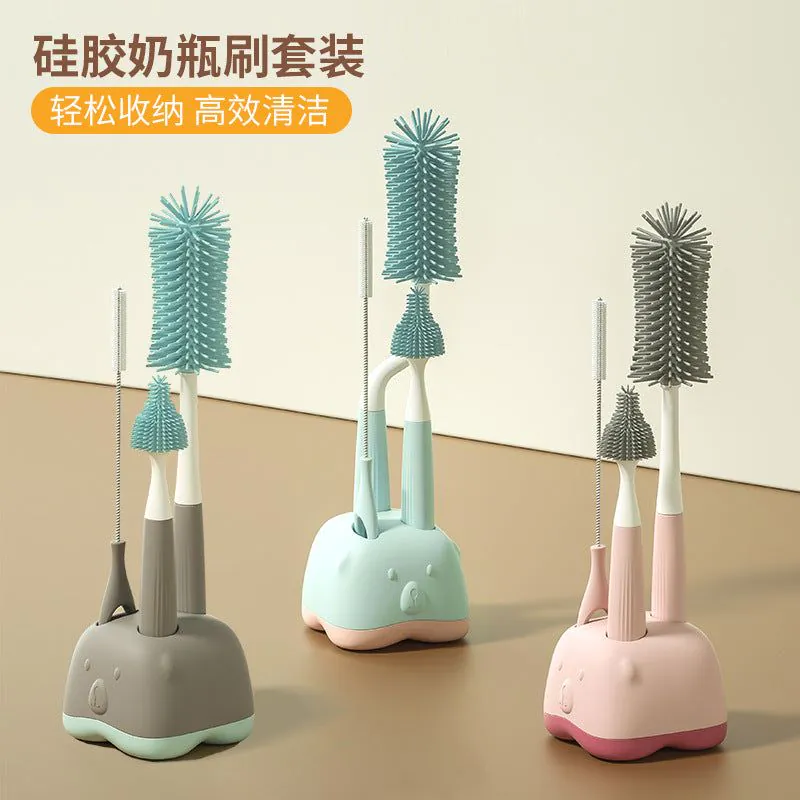 image-Silicone Bottle Brush Set - Rotating Cleaner 