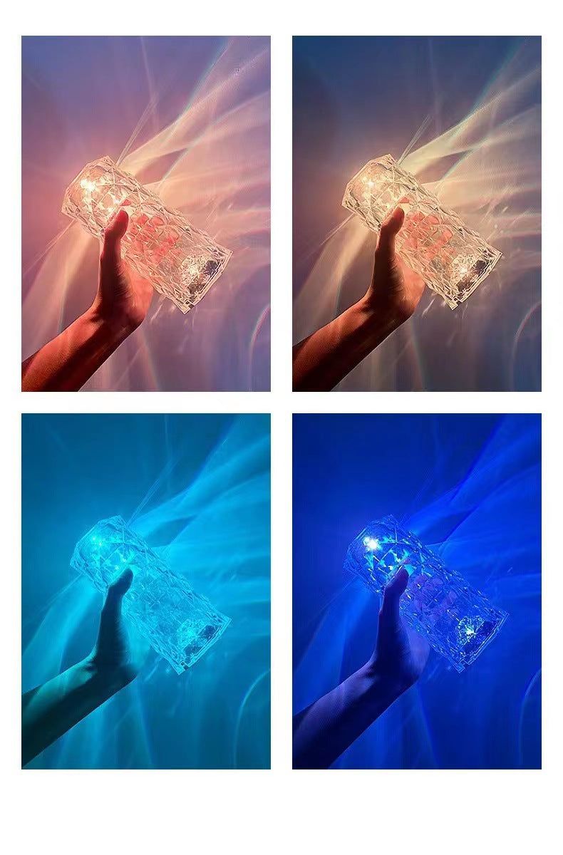 image-Rose Crystal Table Lamp USB Rechargeable 7-Color Touch