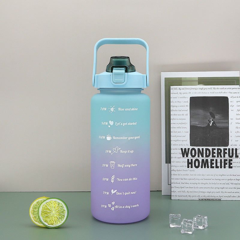 image-Gradient Color Water Cup - Plastic Straw Cup 