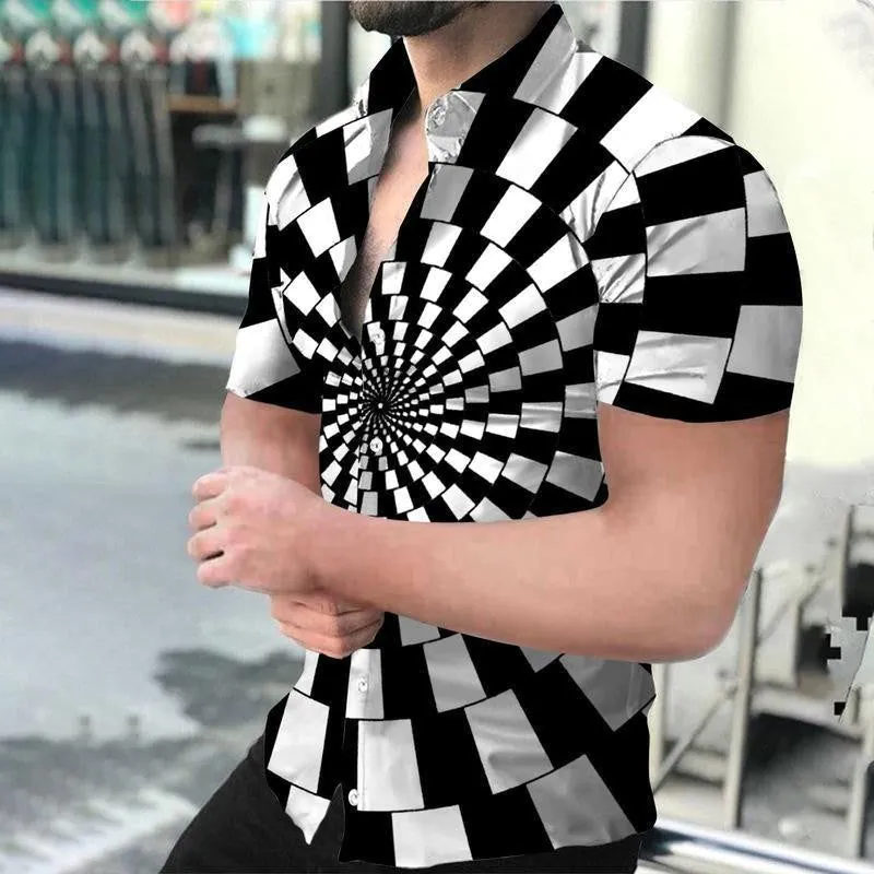 image-Men's 3D Digital Vortex Short Sleeve Beach Shirt