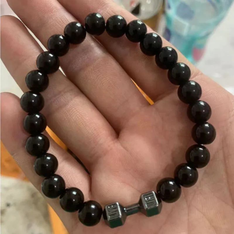 image-Manshang Volcanic Stone Bracelet - Black Matte