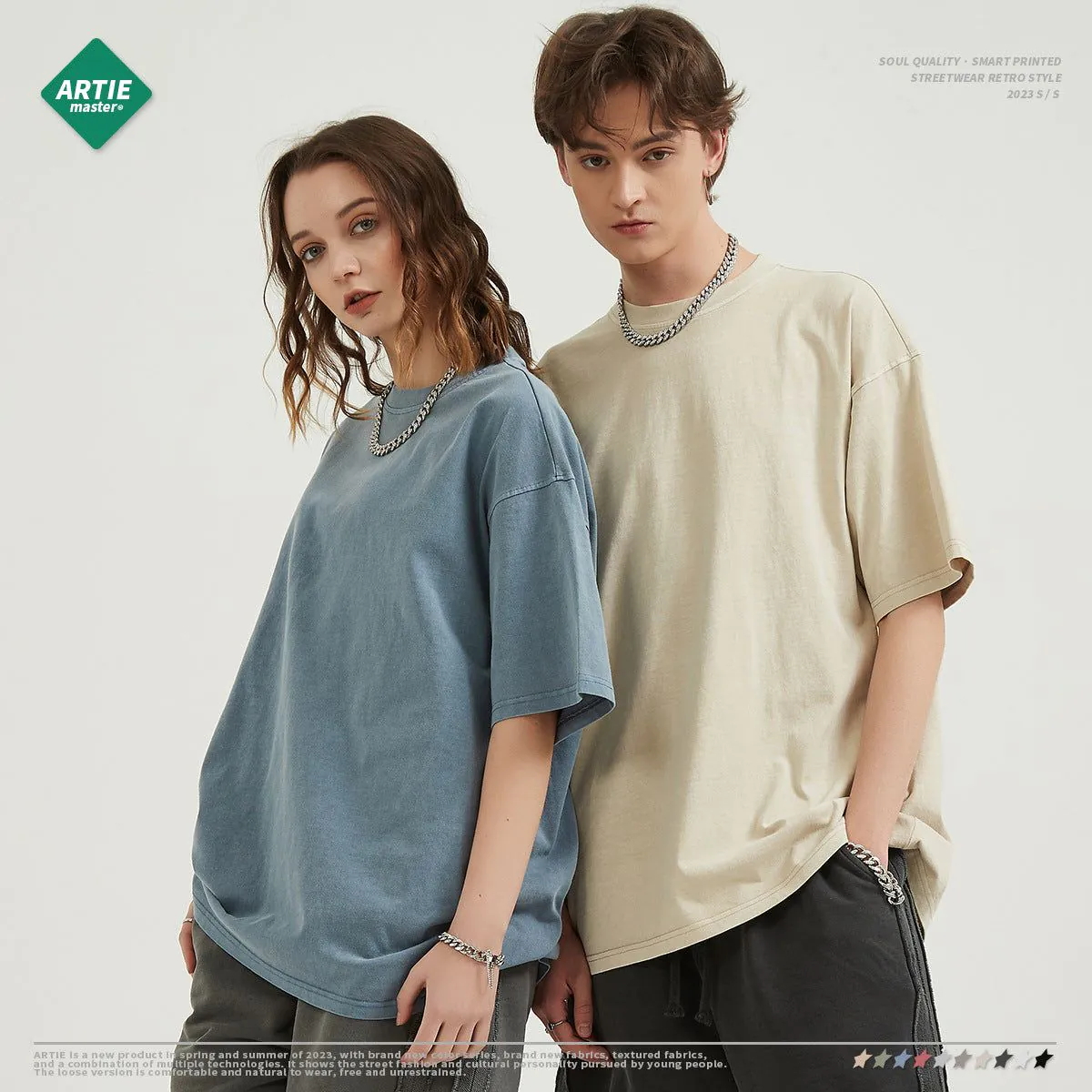 image-Artie Men's T-Shirt 250G Washed Gray Green XXL