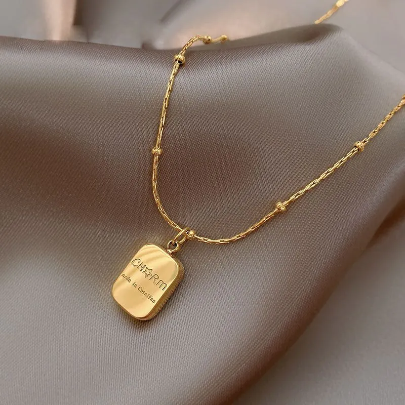 image-Titanium Steel Diamond Necklace - Women's Clavicle Chain 