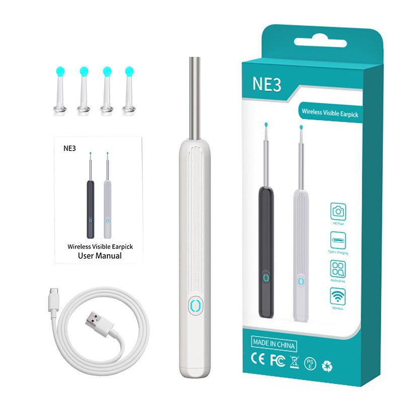 image-Visual Ear Pick Endoscope 3.6mm WiFi Black