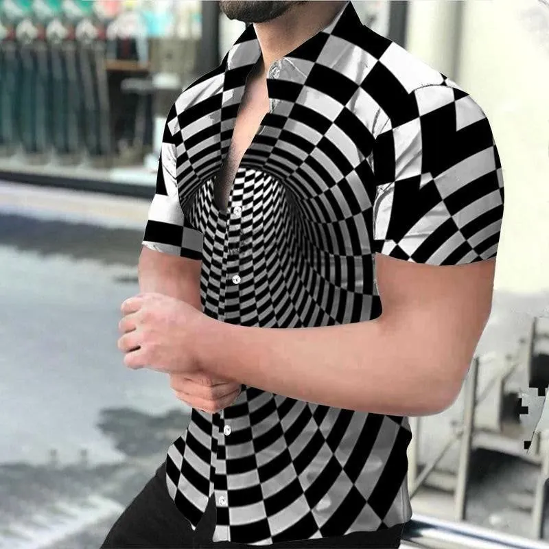 image-Men's 3D Digital Vortex Short Sleeve Beach Shirt