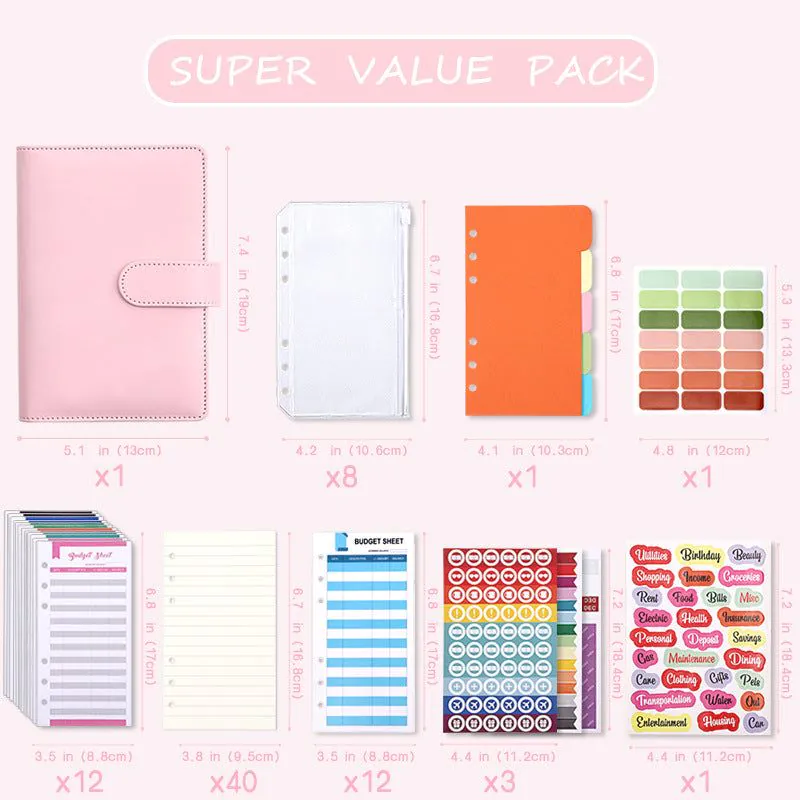 image-Macaron A6 Leather Notebook Budget Planner
