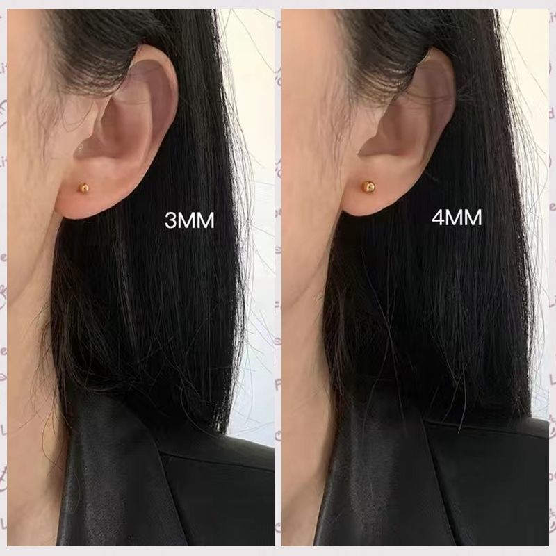 image-Titanium Steel Round Beads Stud Earrings