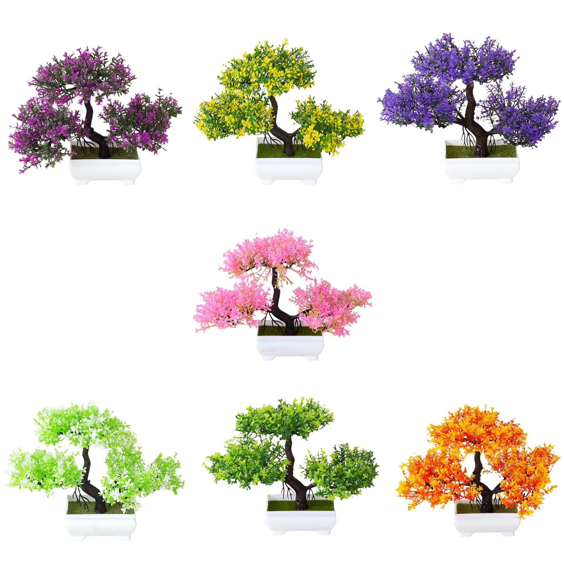 image-Small Green Pine Simulation Plant Ornament Bonsai - Plastic Decor