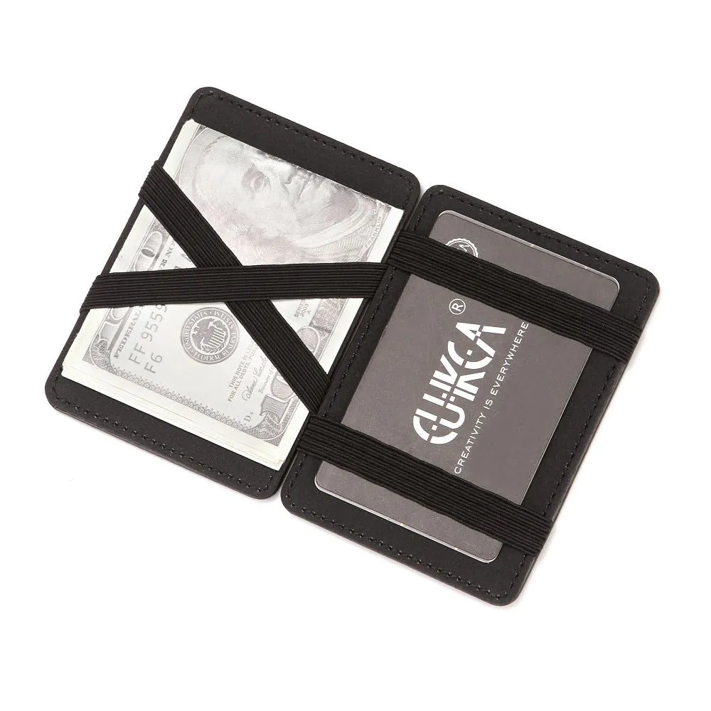 image-CUIKCA PU Leather Wallet - Black 2 Fold ID Card Holder