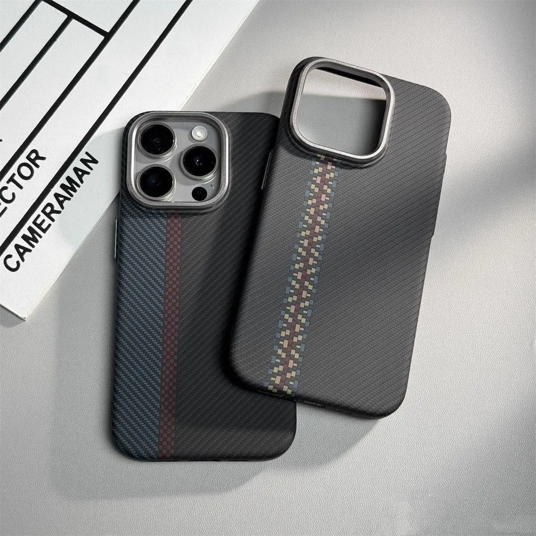 image-Suitable iPhone 15 Pro Max Kevlar Case - Carbon Fiber Pattern