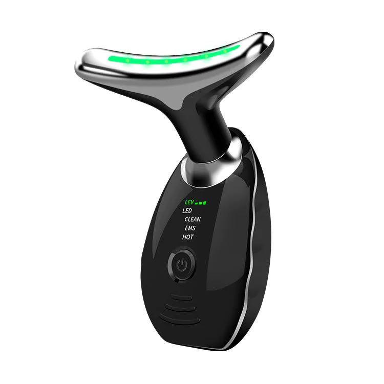 image-Dolphin Microcurrent Neck Massager - Red, 7 Color Lights, 3 Gear 