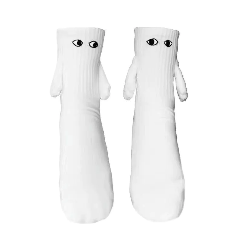 image-Couple Magnetic Holding Hands Socks - Black Polyester