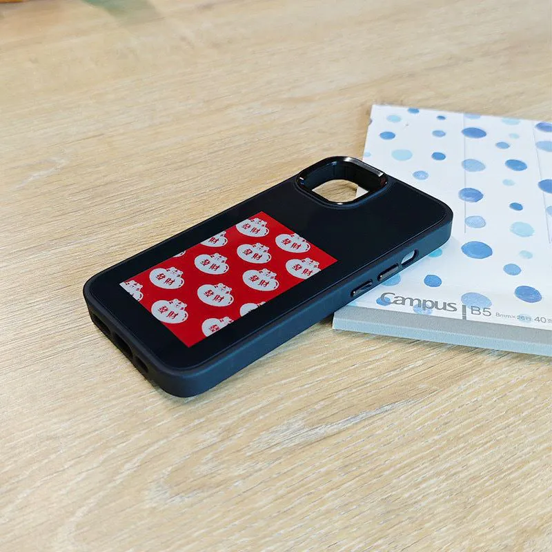 image-DIY Ink Screen Phone Case for iPhone 14/15Pro - Black, Shockproof, NFC