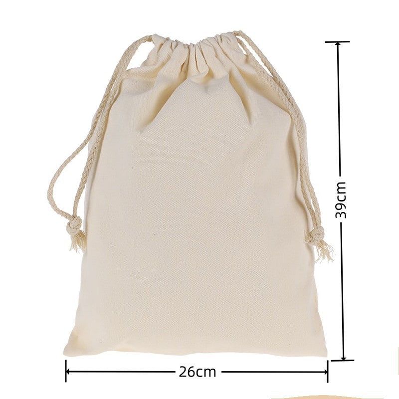 image-Canvas Drawstring Bags - Cotton Linen Storage 33x45cm