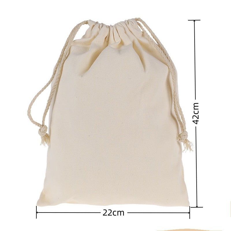 image-Canvas Drawstring Bags - Cotton Linen Storage 33x45cm