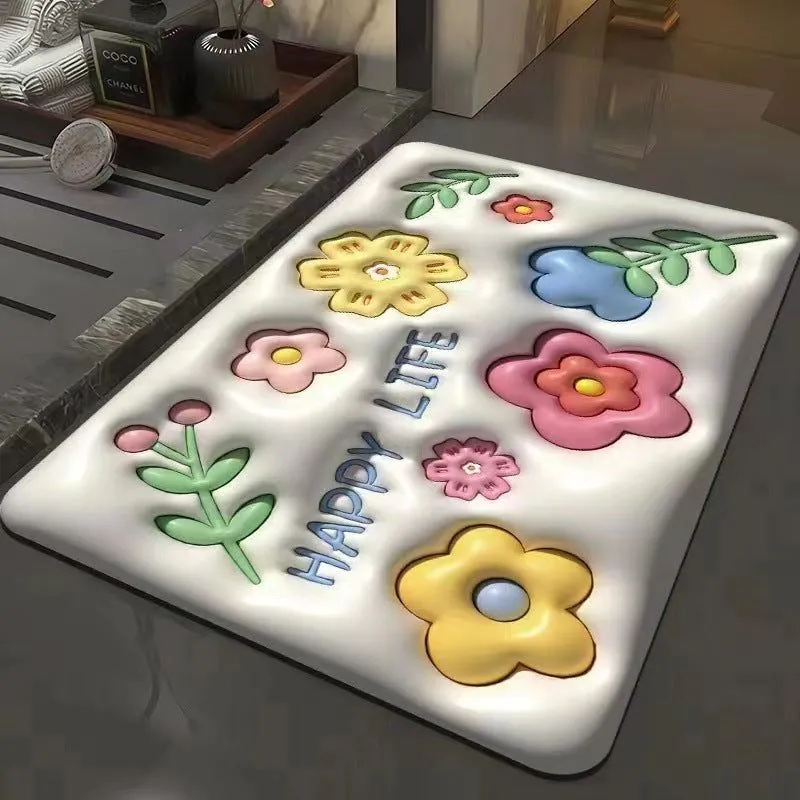 image-Bathroom Mat - Machine Washable Square Non-Slip Pad 