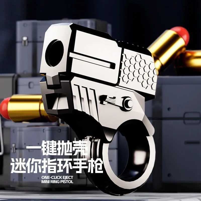 image-Mini 3D Decompression Ring Pistol Toy - Electroplated Silver-JJ001
