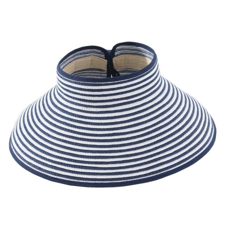 image-Spring Summer Striped Sun Visor Hat - Sky Blue