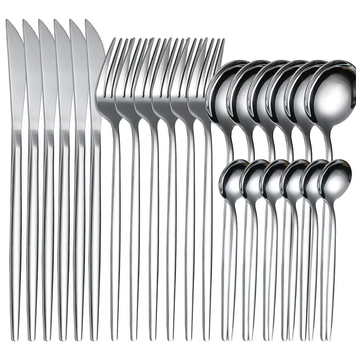 image-Yigang Stainless Steel Flatware Set 24 Piece Silver