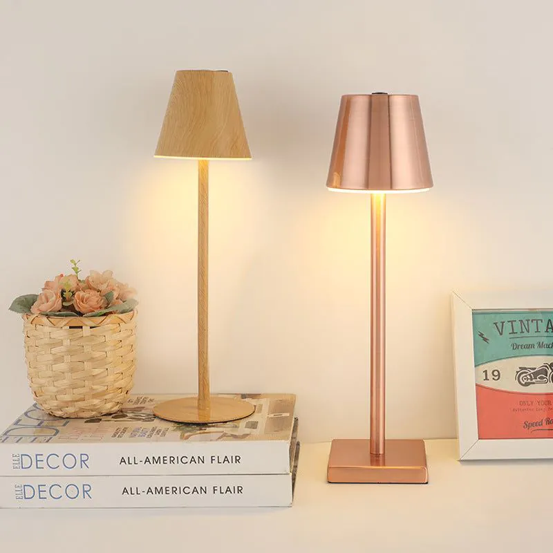 image-Retro LED Table Lamp - Sand Black Touch USB Charging 40cm