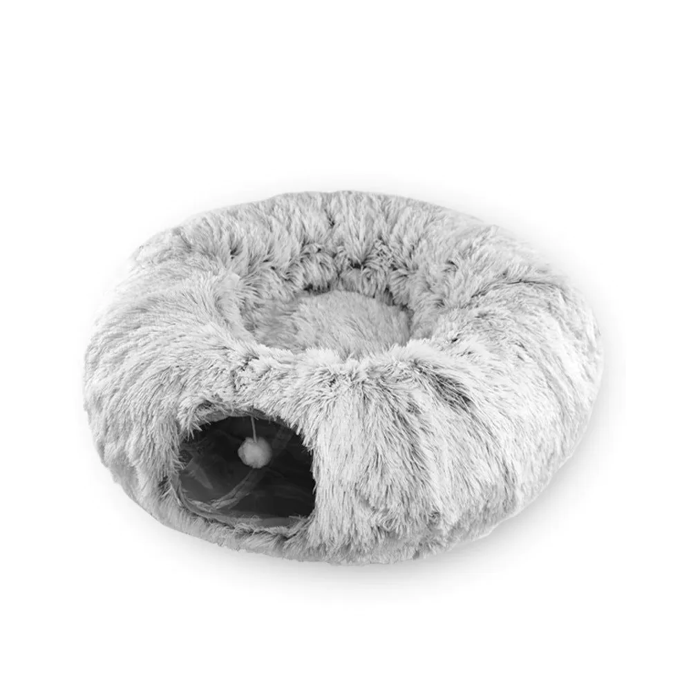 image-Cat Tunnel Pet Bed 2-in-1 Plush Warm Foldable 85cm
