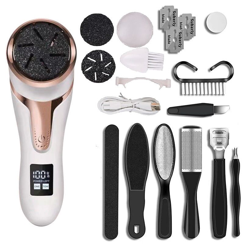 image-Electric Foot Grinder - Black with 10 Accessories USB