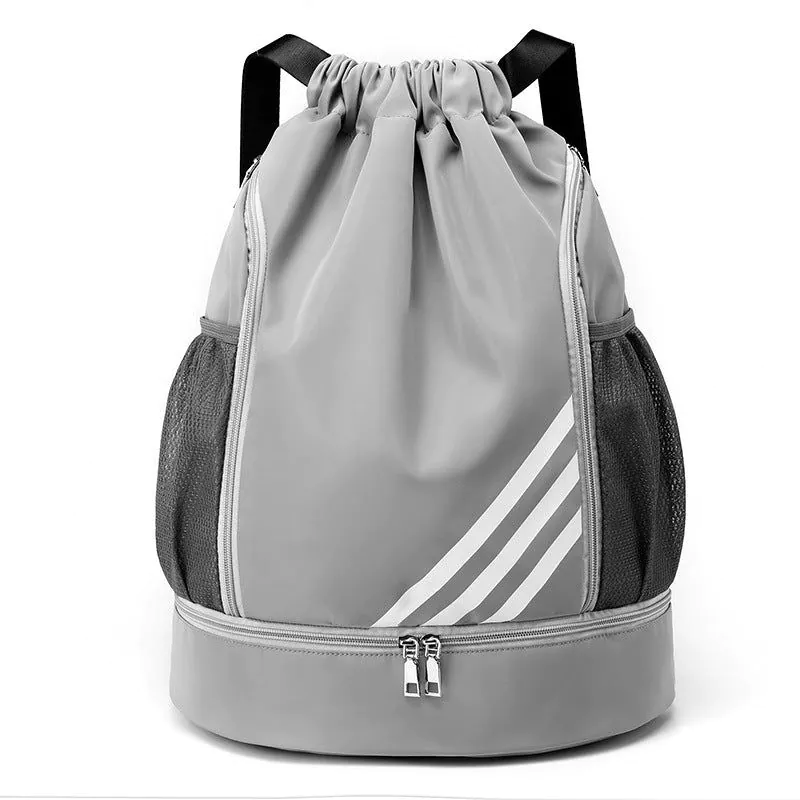 image-Oxford Cloth Drawstring Backpack Silver Gray 
