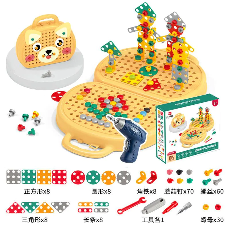 image-Baby Puzzle Toolbox Electric Screwdriver Toy Set
