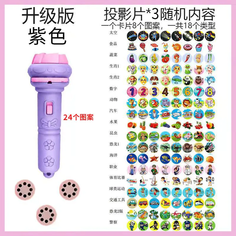 image-Cartoon Children's Projection Flashlight - Glow Toy