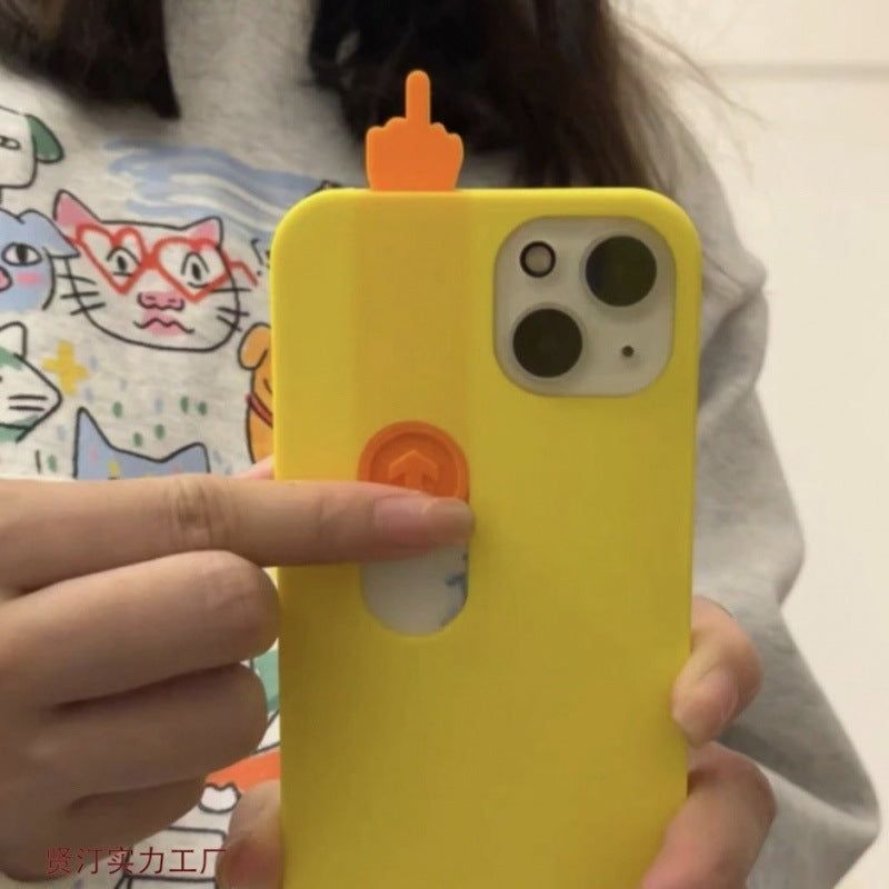 image-iPhone 15 Case - Yellow 3D Sliding Gesture Toy