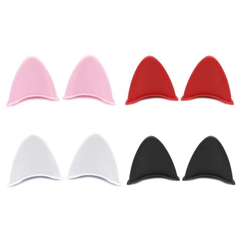 image-Silicone Cat Ear Helmet Decoration - Red