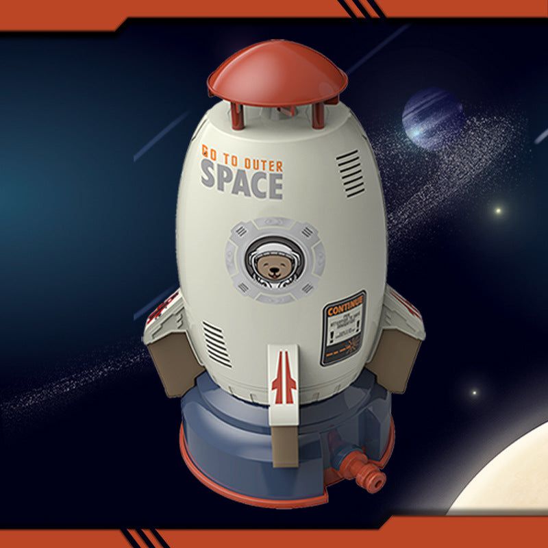 image-Space Rocket Sprinkler - Kids Rotating Water Toy