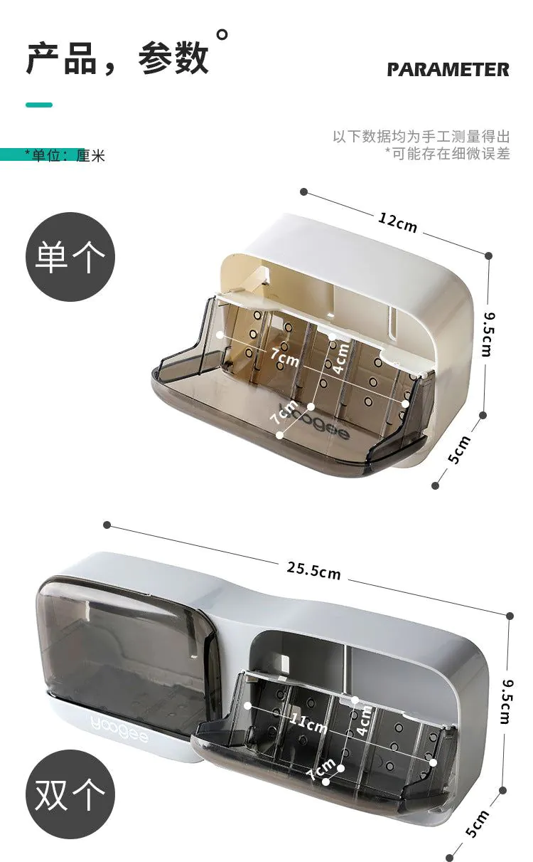 image-Yukichi Soap Box - White Grey ABS Wall-Mounted