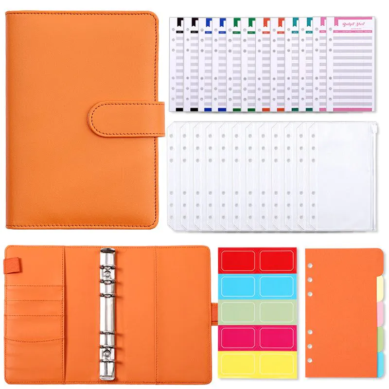image-Macaron A6 Leather Notebook Budget Planner