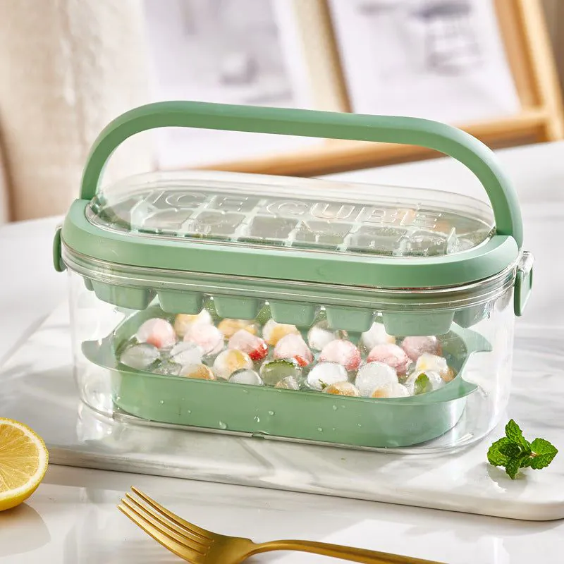 image-Ice Cube Tray - 2-Layer Storage Box with Lid Beige