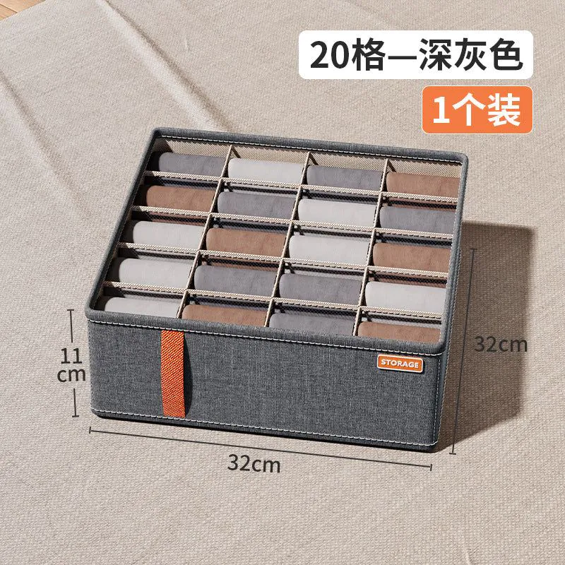 image-Underwear Storage Box, Dark Gray, Multifunctional Wardrobe Organizer, 18L