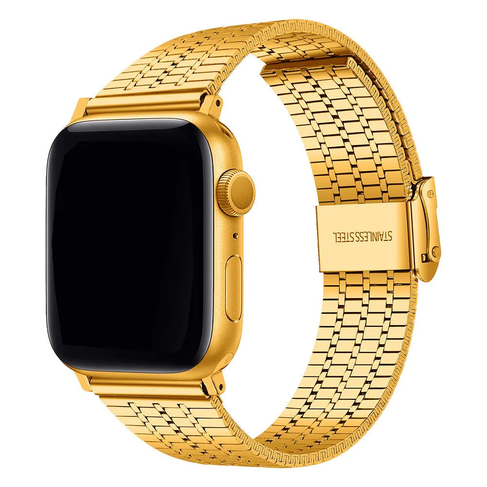 image-Apple Watch Metal Strap Fish Scale Seven Stainless Steel Double Safety Buckle