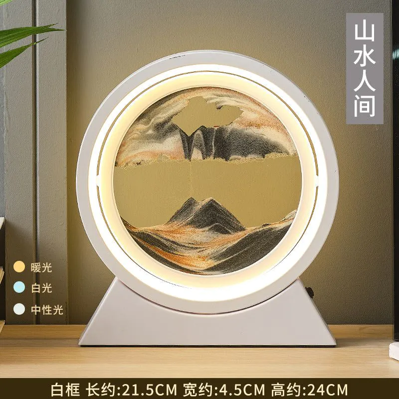 image-Creative Quicksand Table Lamp - 10" Silver Night Light
