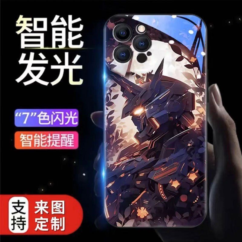 image-Butterfly Mecha LED Light-Up iPhone 15 Glass Case - Black